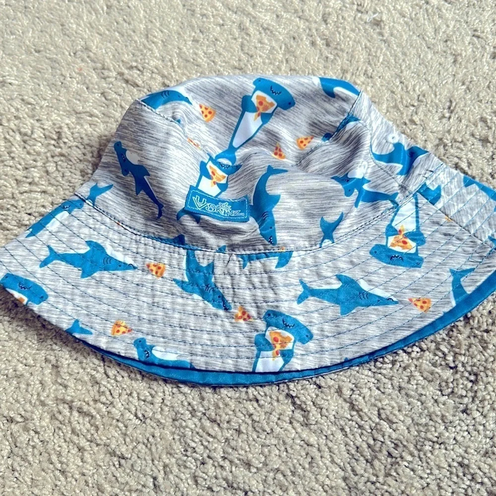 UV Skinz Reversible Sun Hat Shark Eating Pizza